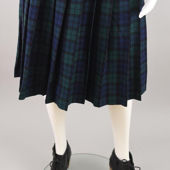 Vintage Pendleton Blue Tartan Plaid Wool Skirt, Women's Petite Small 26" Waist - Picture 3 of 10